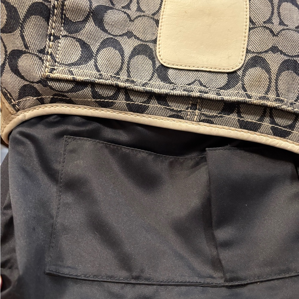 Coach Y2K L0773-11772 Bleeker Denim Signature C Flap Satchel w White Leather GUC - Picture 14 of 16